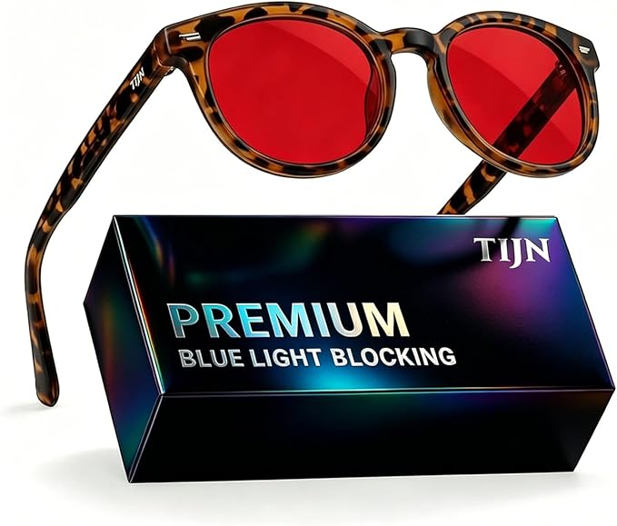 TIJN Blue Light Blocking Glasses Men Women Vintage Thick Round Rim Frame Eyeglasses