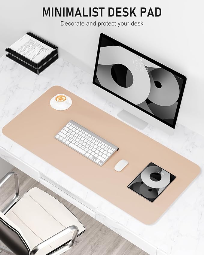 Desk Pad, 35.5" x 17" PU Leather Non-Slip Desk Mat Large Mouse Pad for Desktop, Waterproof Laptop Computer Writing Mat for Office, Home, Work, Gaming, Flesh Pink