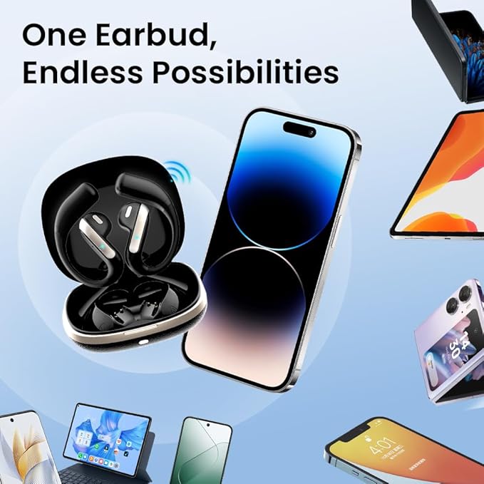 Open Ear Bluetooth 5.3 Earbuds, Wireless Headphones Sport Over Earphones Built-in Mic with Ear Hooks, 58H Playtime Ear Buds Fast Charging, IPX7 Waterproof for Running/Workout—Purple
