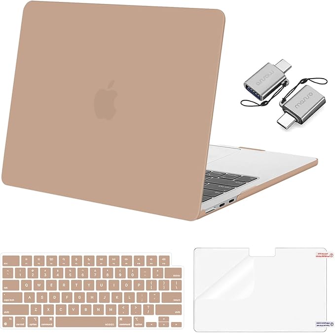 MOSISO Compatible with MacBook Air 13 inch Case M5 2026 M4 2025 M3 M2 2024-2022 A3449 A3240 A3113 A2681, Hard Shell&Keyboard Cover&Screen Film&Type C for MacBook Air 13.6 inch Case, Bronze Brown
