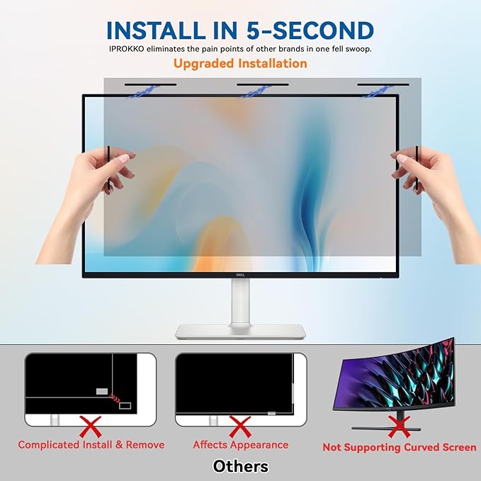 [2-Pack] Magnetic 27 Inch Computer Privacy Screen Protector for 16:9 Monitor, Removable 27in Private Filter for Anti Glare Block Blue Light, Screen Cover Shield Office Shade for Desktop TV Monitor