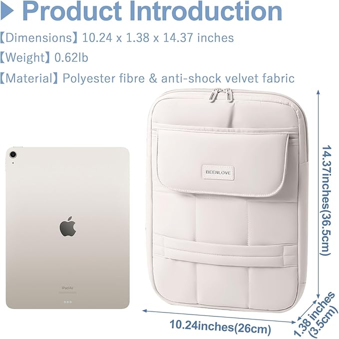 Puffy Laptop Sleeve 13-14 inch, Ultra Lightweight Laptop Case Compatible with MacBook Air/Pro 13/Pro 14 M5 M4 M3 M2 M1, iPad, HP Dell ASUS Lenovo, Vertical Laptop Bag with Handles, Beige | 14.37"x10.24"x1.38"