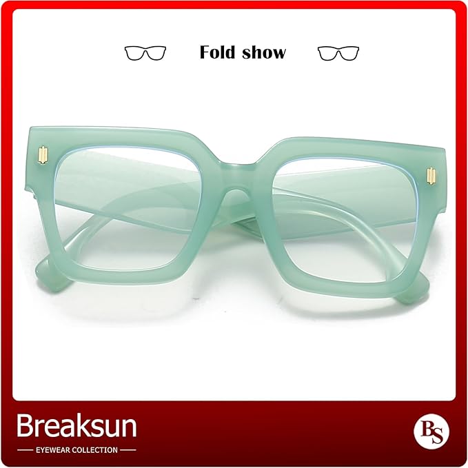 Breaksun Fashion Oversized Blue Light Blocking Glasses for Women Men Trendy Big Square Frame Computer Eyeglasses