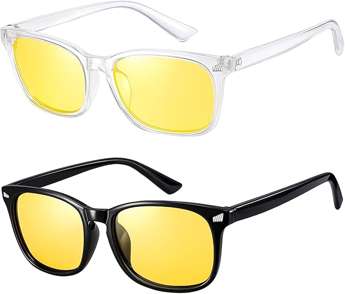 Polarized Sunglasses for Women Men, Night Driving Glasses Anti Glare Yellow Lens UV 400 for Day Night Use