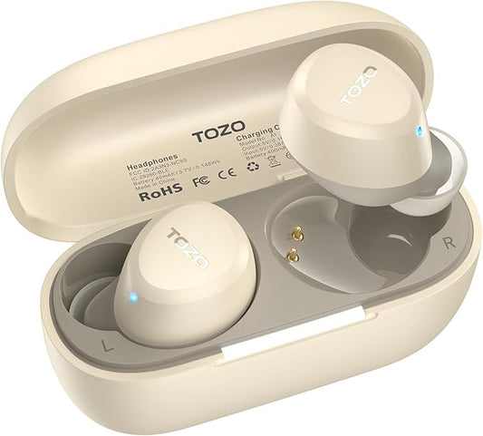 TOZO A1 Wireless Earbuds Bluetooth 5.3 Light Weight in Ear IPX5 Waterproof Headphones 2 Mic for AI Calls, Immersive Premium Sound Bass Headset with Charging Case, 32 Presets EQ Customization via App
