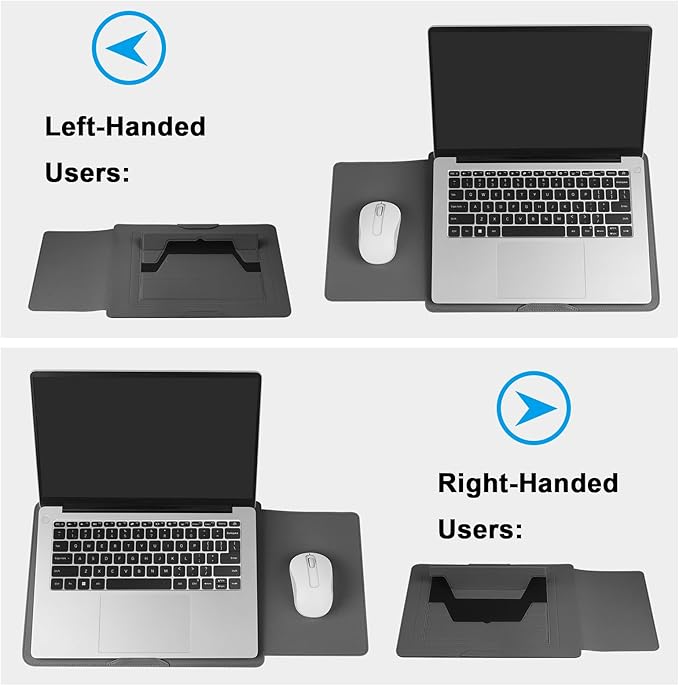 HoYiXi 13.3'' /13.6'' Laptop Sleeve Case PU Leather with Stand Compatible with MacBook Pro 14/MacBook Air 13(M1 M2)/ASUS Vivobook 14/Dell XPS 13/ASUS Matebook,13-14'' Laptop Bag,Gray