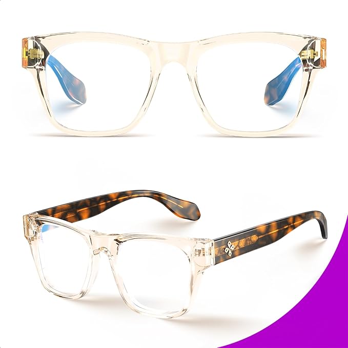 VISOONE Square Blue Light Blocking Glasses TR90 Clear Lens for Women Men BONA