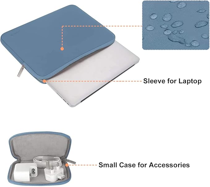 MOSISO Laptop Case 13.3 inch, 13-13.3 inch Laptop Sleeve Bag Compatible with MacBook Air/Pro 13/Pro 14 M5 M4 M3 M2 M1, HP Dell ASUS Lenovo, Neoprene Computer Sleeve Bag with Small Case, Navy Lime