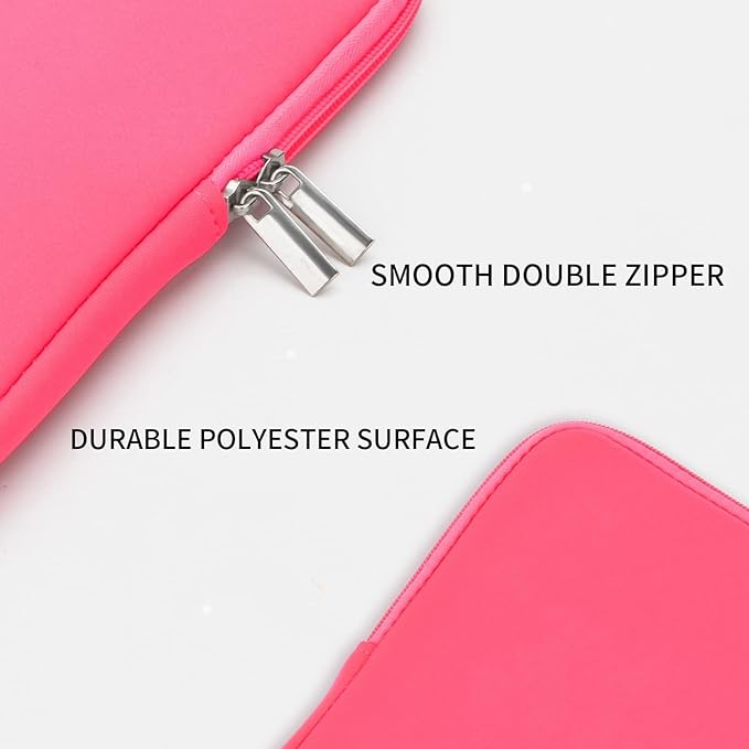 RAINYEAR 15 Inch Laptop Sleeve 15" Protective Soft Case Padded Zipper Cover Computer Bag Specially Compatible with 15.4" MacBook Pro/Air A3448 A3241 A2941 A3114 A1938 A1707 A1990 (Bright Pink)