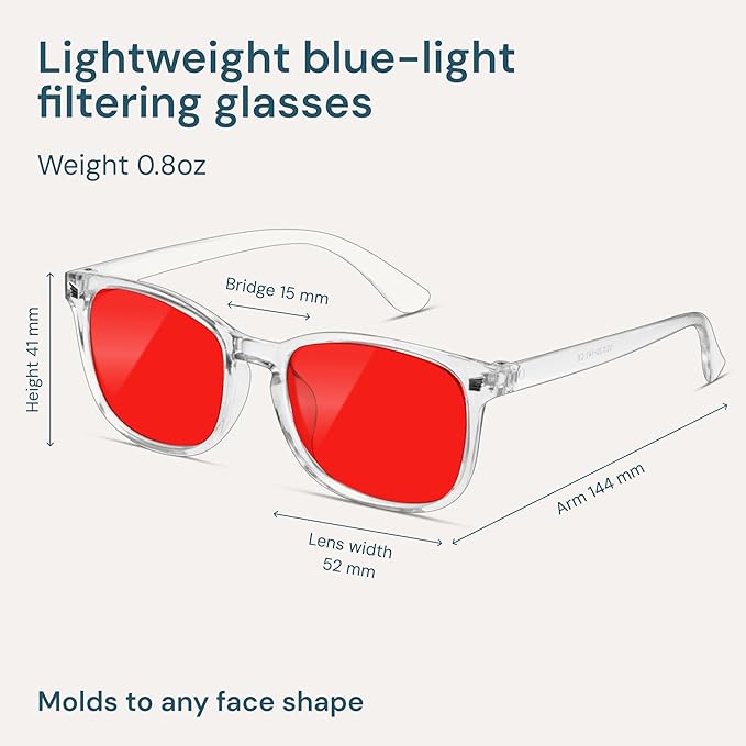 Gaoye Transparent with Red Lenses Blue Light Glasses for Computer & Gaming - Anti UV Ray Lenses, Scratch-Resistant & Comfort Fit