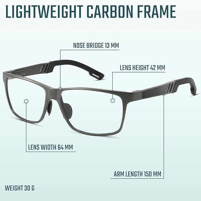 IBOANN Blue Light Glasses for Men - Lightweight Al-Mg Metal, Gaming Computer Blocking Glasses, Eye Protection Anti Eyestrain