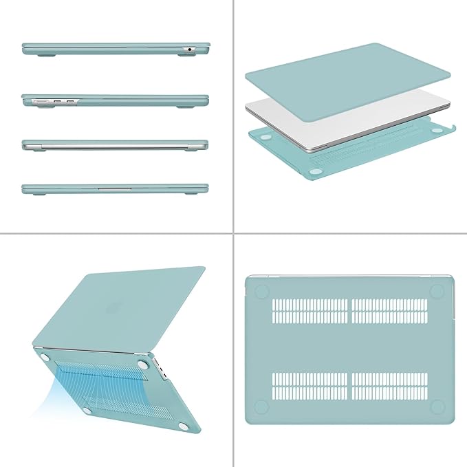 MOSISO Compatible with MacBook Air 13 inch Case M5 2026 M4 2025 M3 M2 2024-2022 A3449 A3240 A3113 A2681, Hard Shell&Keyboard Cover&Screen Film&Type C for MacBook Air 13.6 inch Case, Aquamarine