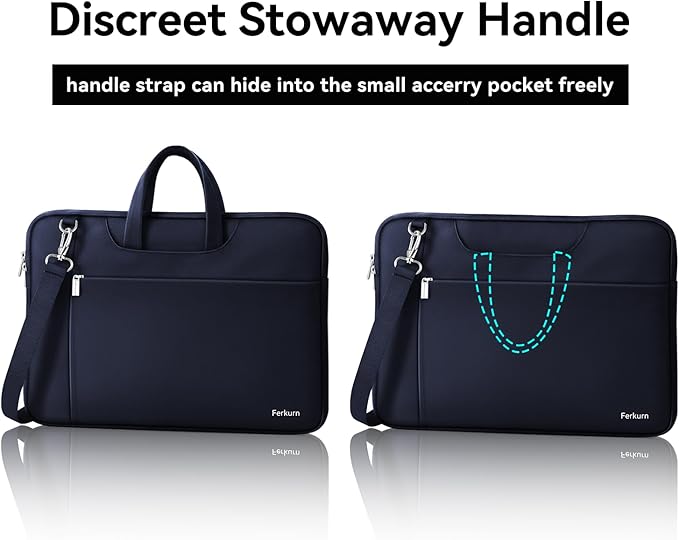 Ferkurn Laptop Case Bag Women Men Computer Sleeve with Shoulder Compatible with HP/Inspiron/Thinkpad/Vivobook/MSI/Surface, 17.3 inch, Blue