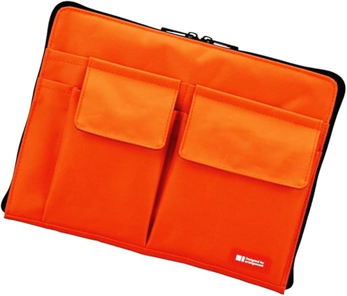 LIHITLAB Bag Laptop Sleeve with Storage Pockets (Bag-in-Bag), 7.1 x 9.8 Inches, Orange (A7553-4)