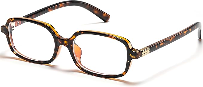 Retro Rectangle Blue Light Blocking Glasses for Women 90s Fake Eyeglasses Y2K Fashion Computer Glasses Tortoise Frame