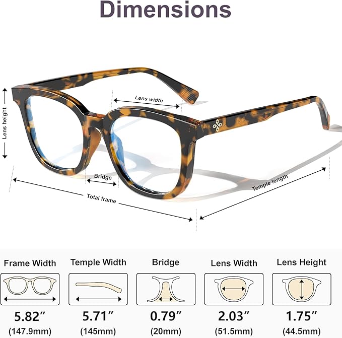 VISOONE Square Blue Light Blocking Glasses TR90 Anti Glare Computer Gaming for Women Men NOE