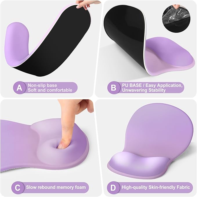 4-in-1 Large Gaming Mouse Pad, Keyboard Wrist Rest Pad & Wrist Support Mousepad Set, Extended Desk Pad Waterproof Desk Mat for Home Office Decor Study Game 35.4×15.7 Inches I Purple Pink Lavender