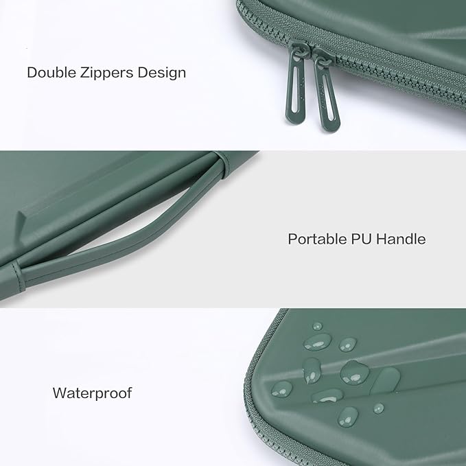 MOSISO 15-16 inch Laptop Hard Case, 15.6 inch Waterproof Shockproof Computer Bag Compatible with MacBook HP Dell,Artistic Geometric EVA Carrying Sleeve Laptop Case Hard Shell with Handle,Antique Green