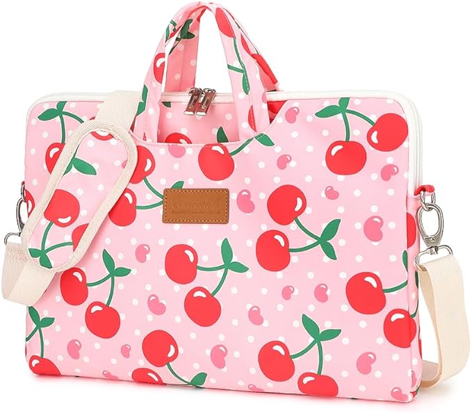 canvaslife Patten Waterproof Laptop Shoulder Messenger Bag Case Sleeve for 14 Inch 15 Inch Case Laptop Briefcase 15.6 Inch (Cherry)
