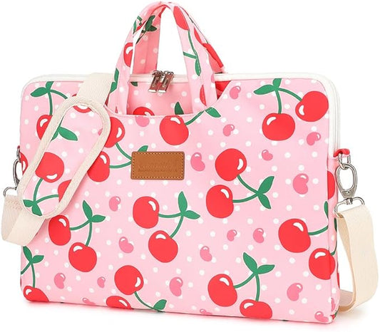 canvaslife Patten Waterproof Laptop Shoulder Messenger Bag Case Sleeve for 14 Inch 15 Inch Case Laptop Briefcase 15.6 Inch (Cherry)