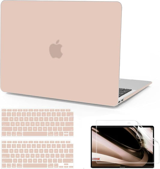 B BELK Compatible with MacBook Air 13 inch Case M1 2022 2021 2020 2019 2018 A2337 A2179 A1932 Touch ID, Matte Plastic Hard Shell+ Keyboard Cover+Screen Protector for MacBook Air 13.3 inch Case, Camel
