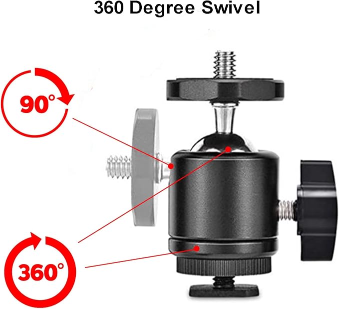Universal 1/4" Swivel Mini Ball Head Screw Tripod Mount with Hot Shoe???2 Pack???, Eszkozta 360 Degree Rotating Mount Base Adapter for DSLR Cameras HTC Vive Tripods Monopods Camcorder Light Stand?€? - Image 5