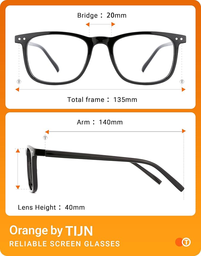TIJN Sleep Glasses Blue Light Blocking Square Eyeglasses Dual AR Coatings for Computer Gaming Screen Fatigue & UV Protection