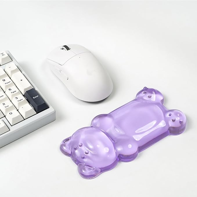 Ergonomic Silicone Gel Mouse Wrist Rest –Purple Clear Cute Bear Mouse Wrist Rest, Comfort & Support for Typing and Gaming