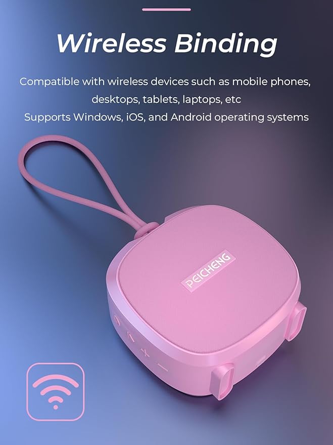 Speaker, Small Portable Bluetooth Wireless IPX5 Waterproof Shower Speaker,Loud Stereo Sound Deep Bass,TWS Paire, RGB Lights,Long Playtime for Outdoor Party, Great Gift,1PC(Pink)