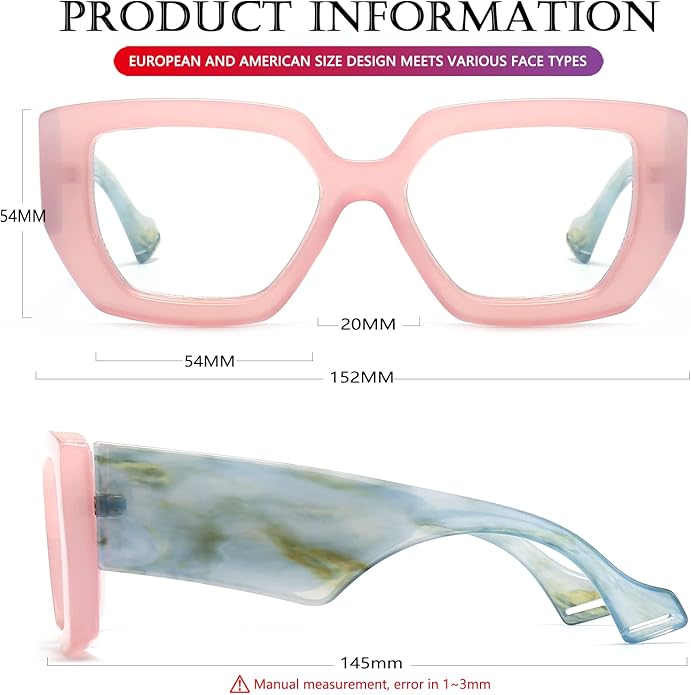 AIEYEZO Thick Frame Blue Light Glasses Men Women, Fashion Square Computer Eyeglass Anti Eyestrain & Prevent Headache