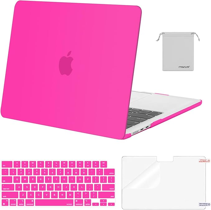 MOSISO Compatible with MacBook Air 13 inch Case M5 2026 M4 2025 M3 M2 2024-2022 A3449 A3240 A3113 A2681,Hard Shell&Keyboard Cover&Screen Film&Pouch for MacBook Air 13.6 inch Case, Bright Rose