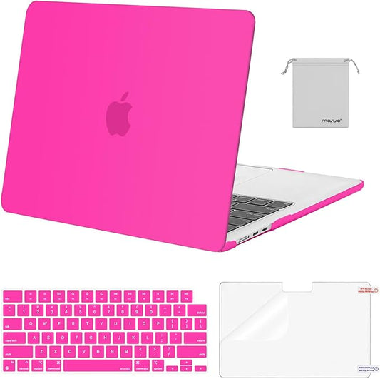 MOSISO Compatible with MacBook Air 13 inch Case M5 2026 M4 2025 M3 M2 2024-2022 A3449 A3240 A3113 A2681,Hard Shell&Keyboard Cover&Screen Film&Pouch for MacBook Air 13.6 inch Case, Bright Rose