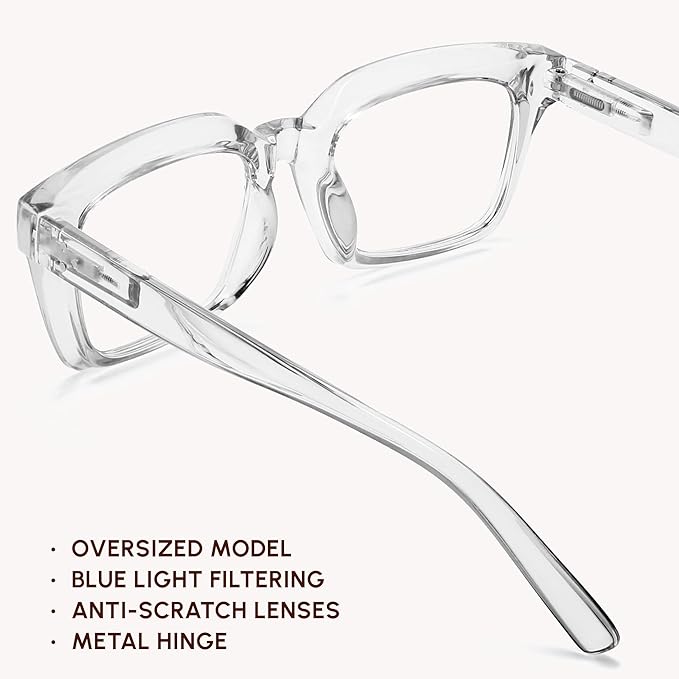 IBOANN Oversized Blue Light Glasses for Woman, Funky Fashion Glasses With Preppy Look, Reduce Screen Fatigue Computer Glasses