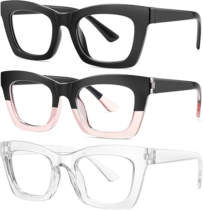 Okany Blue Light Blocking Glasses for Women Men Fashion Computer Screen Gaming TV Phones Anti Eyestrain & UV Glare Glasses 3 Pack