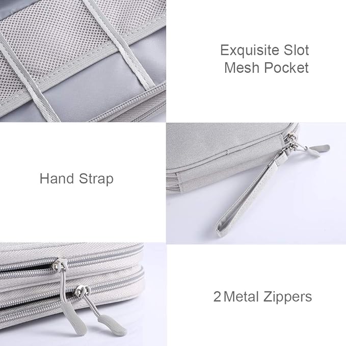 DDgro Travel Essentials for Men Women, Electronics Organizer Pouch Bag for Tech Accessories/Charger & Cords/Cables (Small, Light Gray)