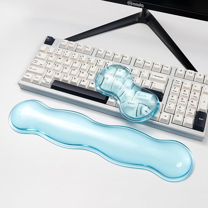 Clear Gel Mouse Wrist Rest, Blue Cute Wrist Rest, Comfort & Support for Typing and Gaming (Blue-Short)