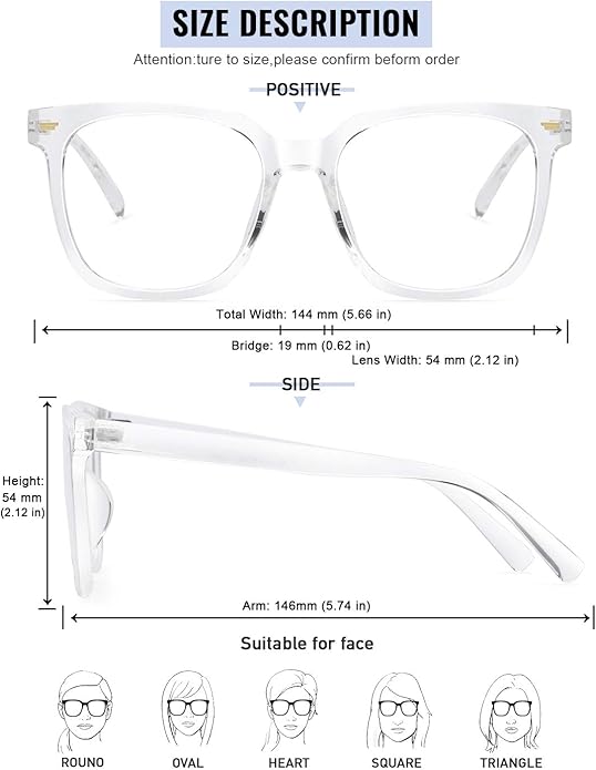 PANNER Oversized Square Blue Light Blocking Glasses for Women Men Anti Glare Reduce Eyestrain Computer Glasses