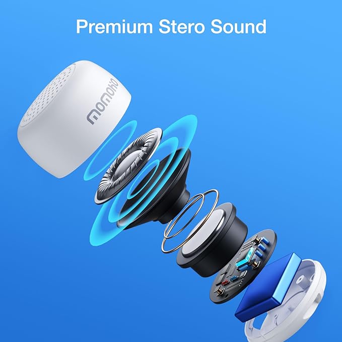 Mini Bluetooth Speaker - Small Size but Great Sound Quality,with Built in Mic,TWS Pairing Portable Speaker for Home/Outdoor/Travel, Smartphone, Laptop (White)