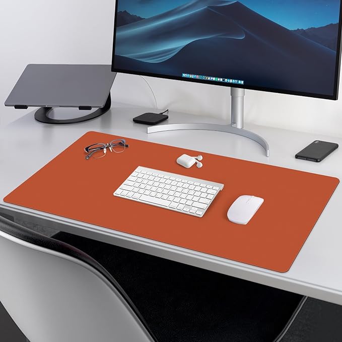 Large Office Leather Desk Mat, Large Mouse and Keyboard Pad, Laptop Pad, Desktop Protector(Dark Brown, 31.5 in. x 15.7 in.)