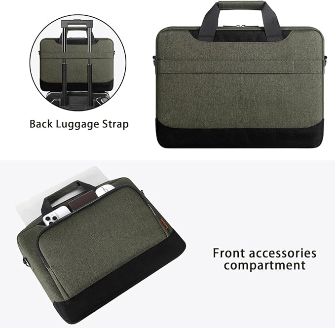 DOMISO Laptop Sleeve Case Large Capacity Shoulder Bag Compatible with 17-17.3 inch Dell XPS/HP Gaming Pavilion 17 / Chromebook 317, Dark Green