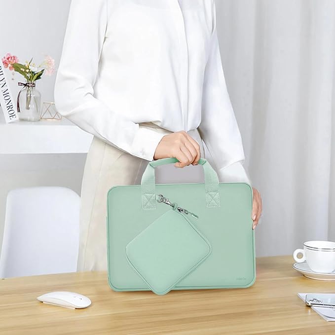 Hseok Laptop Sleeve 13.3-14 inch Case with Small Pouch, Neoprene Computer Bag Compatible with MacBook Neo/Pro 14 M5/M4/M3/M2/M1, Mac Air/Pro 13.3, XPS 14 and Most 13-14 inch Notebooks,Spring Blue