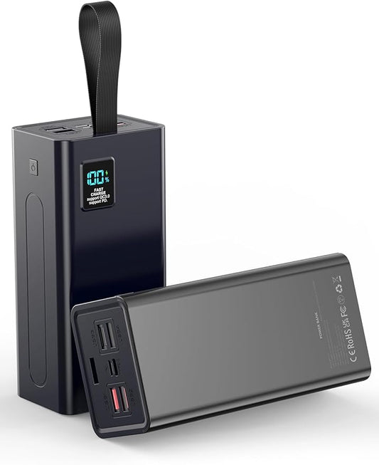 Portable Charger Power Bank, PD 30w & QC 3.0 Fast Charging Battery Pack, 70000mah Powerbank 5 Outputs 2 Inputs Compatible with iPhone 17/16/15/14/13/12 and More