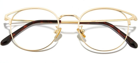 Cyxus Blue Light Glasses for Men and Women, Round Metal Frame Computer Eyeglasses for Office, Gaming, Reading 8090