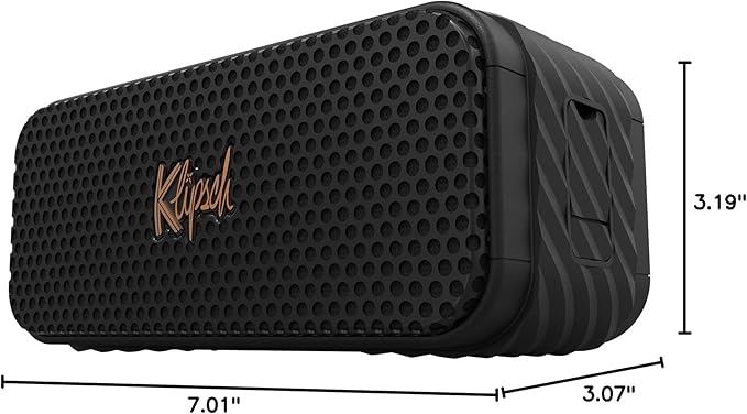 Klipsch Nashville Portable Bluetooth Speaker with a 2.25" full range drivers for 360 degree audio, IP67 dust and waterproof rating, 24 hours of playtime for a premium live concert experience