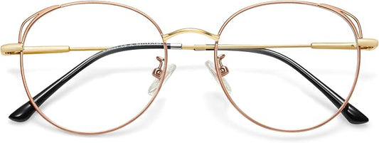 SOJOS Cat Eye Blue Light Blocking Glasses for Woman Hipster Metal Frame Womens Eyeglasses She Young SJ5027
