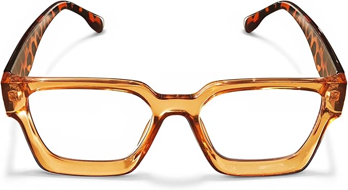 livho Oversized Eyewear Frame for Woman and Men - Rectangle Fashion Glasses for Computer, Chic Preppy Frame