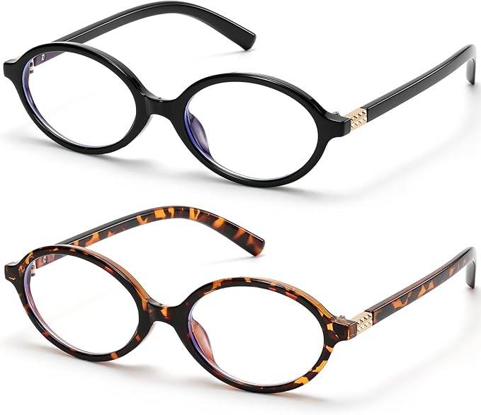 ViewJoy Retro Oval Blue Light Glasses for Women Fashion Computer Glasses Bluelight Blocking Eyewear Vintage Frame