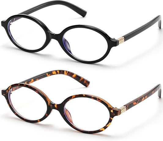 ViewJoy Retro Oval Blue Light Glasses for Women Fashion Computer Glasses Bluelight Blocking Eyewear Vintage Frame