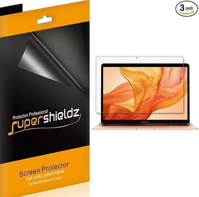 Supershieldz (3 Pack) Designed for Apple MacBook Air 13 inch (2018-2021 / M1) A1932 A2179 A2337 Touch ID Screen Protector, Anti Glare and Anti Fingerprint (Matte) Shield