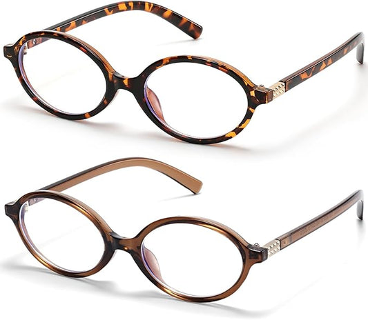 ViewJoy Retro Oval Blue Light Glasses for Women Fashion Computer Glasses Bluelight Blocking Eyewear Vintage Frame